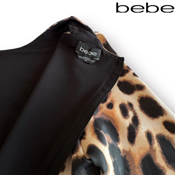 Bebe Animal | Leopard Print Scuba Bodycon Long-sleeve Mini Dress - Picture 8 of 10